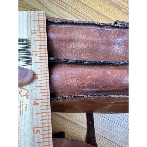 Vintage Burgundy Leather Crossbody Messenger Bag With Divider 11x13" - Picture 16 of 16